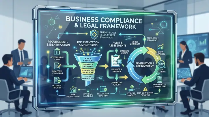 Business compliance and legal framework diagram